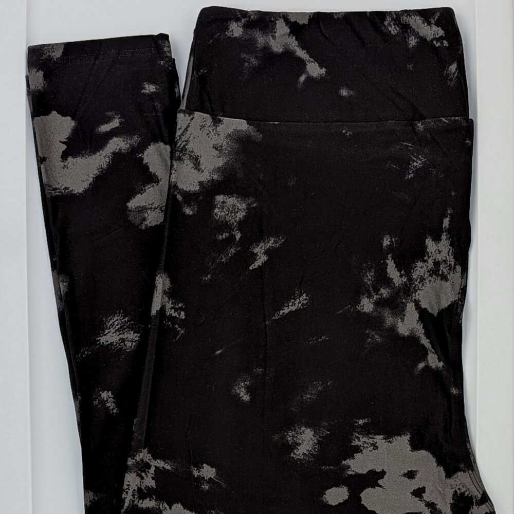 TC2 LuLaRoe Tall & Curvy2 Leggings Black Gray Tie Dye NWT Q91